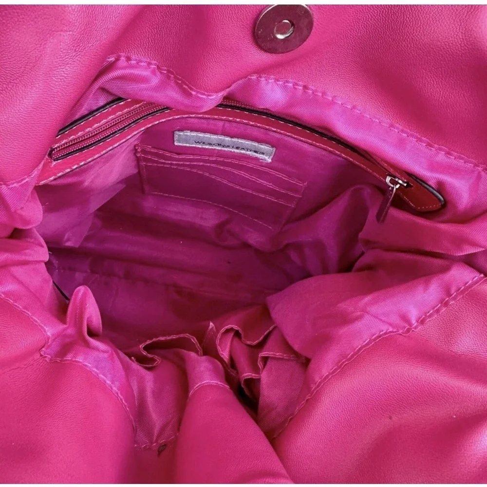 Wilsons Leather Red Hot Pink Shoulder Bag Ellie Medium Size